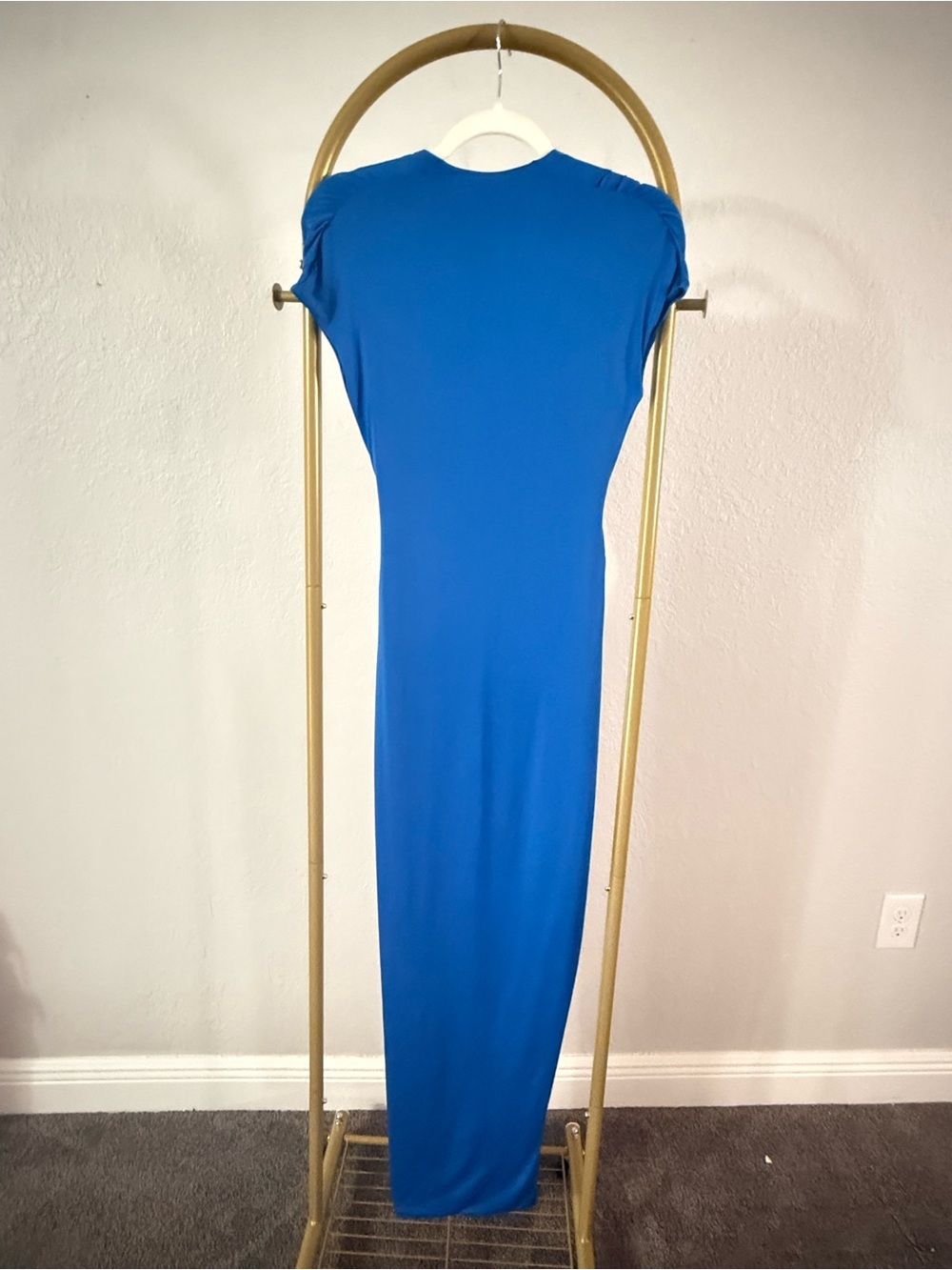 NWT Oh Polly Cobalt Blue Ruched Maxi Dress w/ Ring Detail - Picture 3 of 6